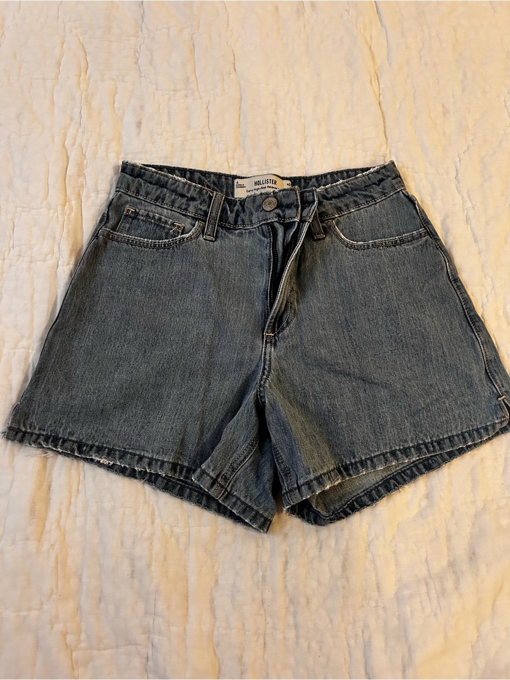 Hollister Women's Light Blue High-Rise Denim Shorts
